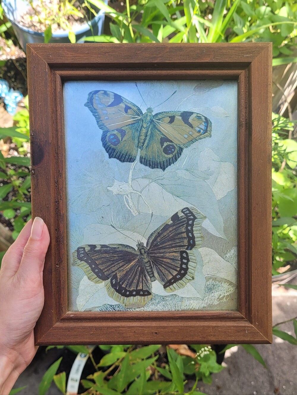 Vintage 1983 Optical Illusion Art: Framed Silver Foil Butterflies 8×10